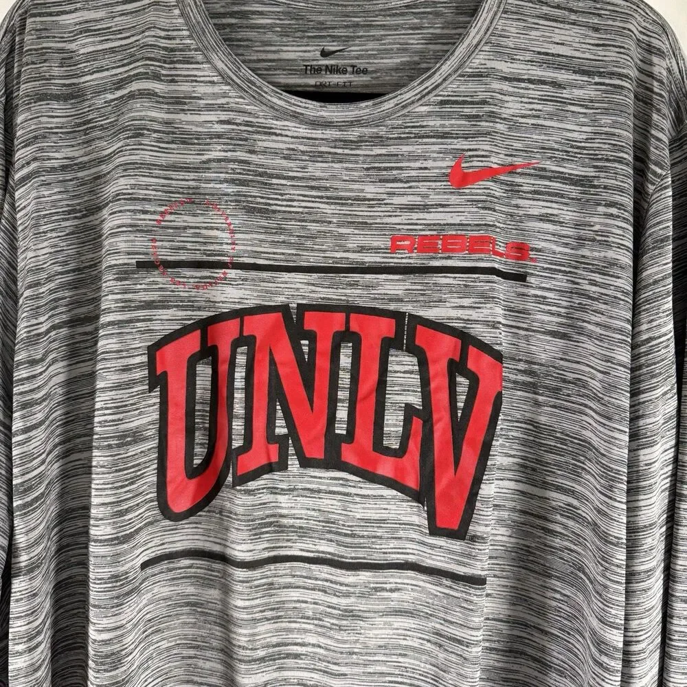 UNLV Rebels Nike Shirt Men's 3XL Heathered Grey Long Sleeve Crew Neck